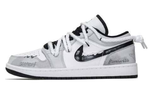 Jordan Air Jordan 1 Shy Leather Cushioning Low top Vintage Basketball Shoes Unisex Gray White