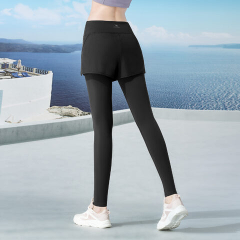 CAMEL Rising Stars Collection, Solid Color Mock Two Piece Fleece Lined Thermal High Rise Butt Lifting Fitness Yoga