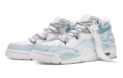 Nike Flight Legacy Snake Shadow Dreamy Anti-Slip Wear-Resistant Mid-Top Vintage Basketball Shoes Unisex Light Blue