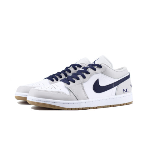Jordan Air Jordan 1 Cushioning Slip Resistant Low top Vintage Basketball Shoes Unisex Gray White