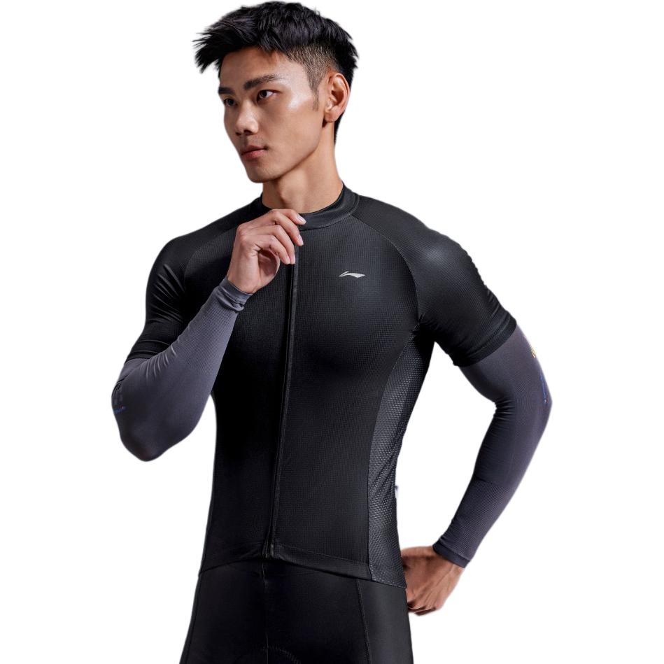 Li Ning Cycling Suits Men’s Black Set Crew Neck Thin