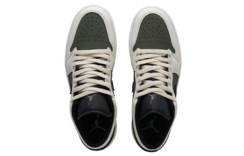 Jordan Air Jordan 1 Panda Olive Low top Vintage Basketball Shoes Unisex Beige Green