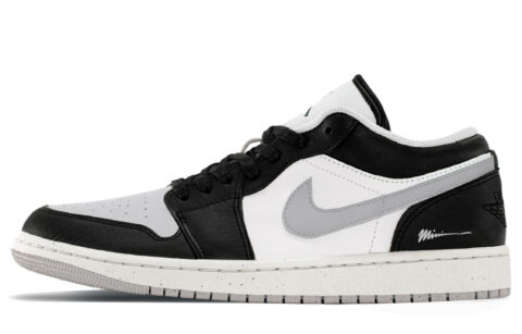 Jordan Air Jordan 1 Abrasion Resistant Low top Vintage Basketball Shoes Unisex Black Gray
