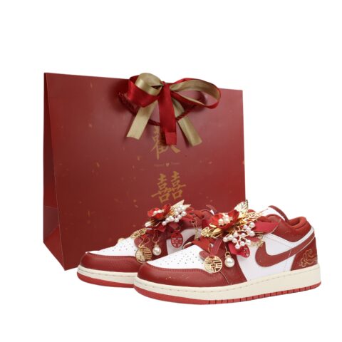 Jordan Air Jordan 1 Love Forever Cushioning, Wear Resistant Low top Vintage Basketball Shoes Women’s Red