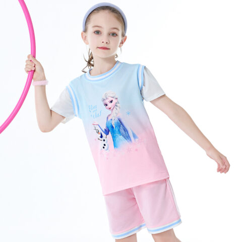Disney Casual Sportswear Blue Pink Gradient Children Aged 3 7 Years Old