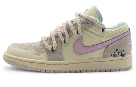 Jordan Air Jordan 1 Abrasion Resistant Low top Vintage Basketball Shoes Women’s Beige Pink