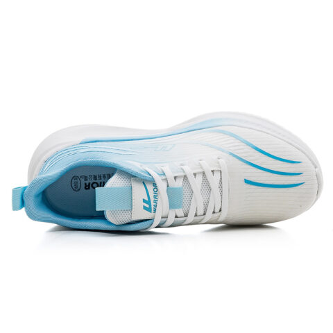 Warrior Cushioning Abrasion Resistant Height Increasing Low top Training Sports Running Shoes Unisex White Light Blue
