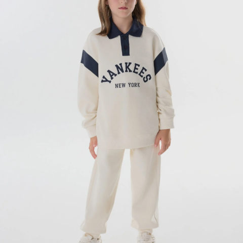 MLB KIDS Varsity Casual Sportswear Dark Cream Kids’