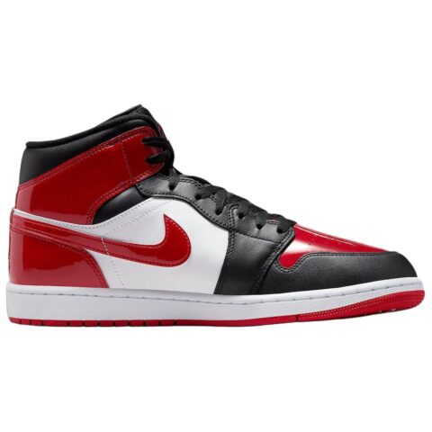 Jordan Air Jordan 1 Patent Leather, Leather Mid top Vintage Basketball Shoes Men’s Black Red White
