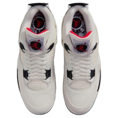 Jordan Air Jordan 4 Support Mid top Vintage Basketball Shoes Men’s White Black Red
