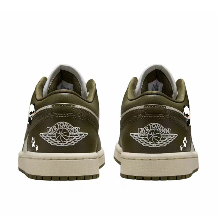 Jordan Air Jordan 1 Vintage Basketball Shoes Unisex Low Top White/Medium Olive Green
