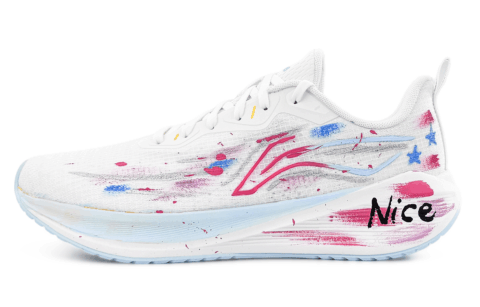 Li Ning Wuyue Cushioning Slip Resistant Abrasion Resistant Low top Casual Running Shoes Men’s Pink White