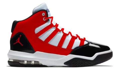 Jordan Max Aura Cushioning Slip Resistant Abrasion Resistant High top Basketball Shoes Unisex Black Red