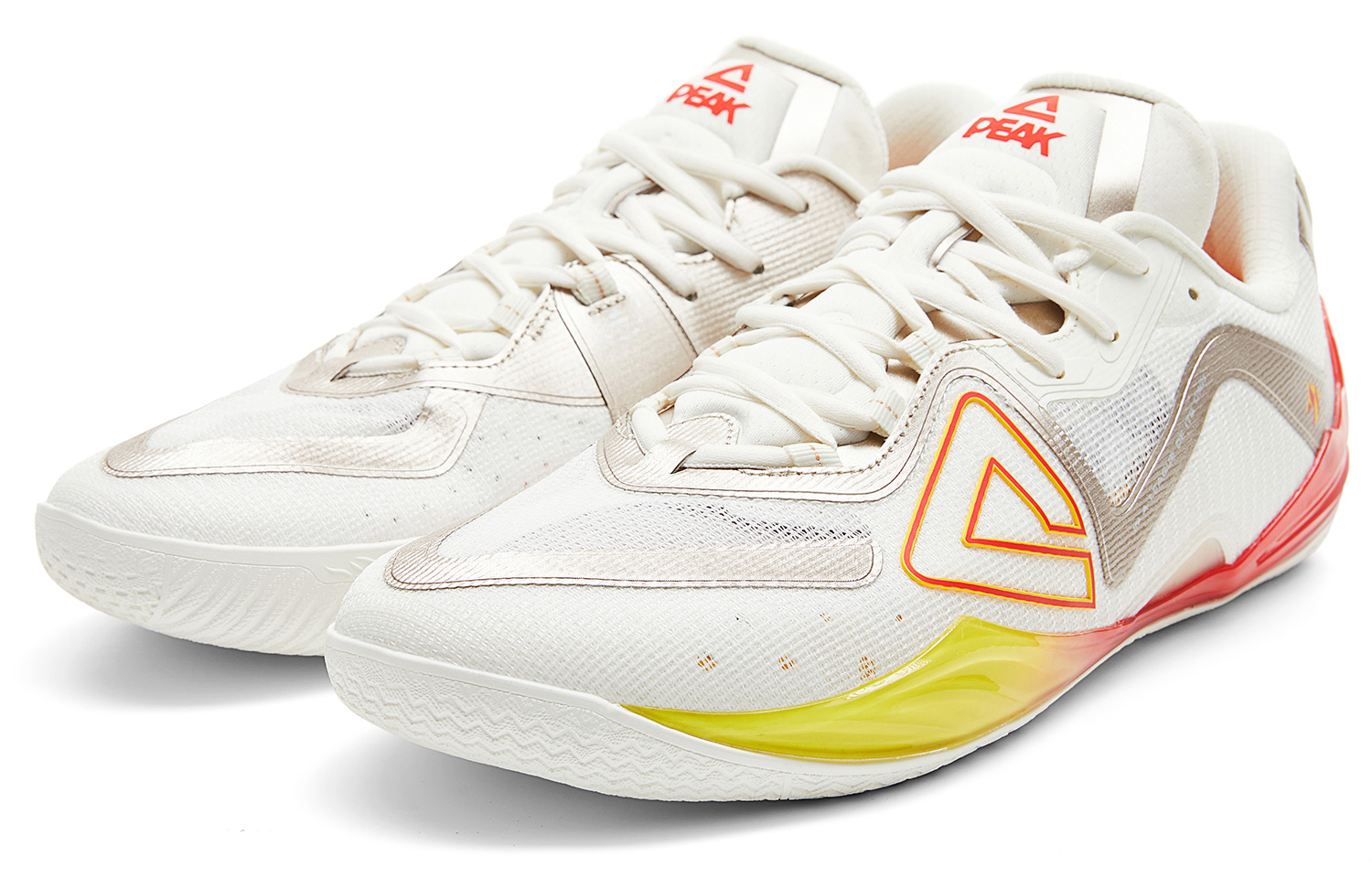 PEAK Cushioning Slip Resistant Abrasion Resistant Coverage Rebound Low top Basketball Shoes Men’s Ivory Red