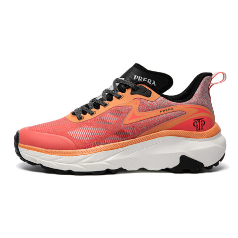 BIANSULONG Cushioning Coverage Abrasion Resistant Slip Resistant Mid top Casual Running Shoes Unisex Orange Red