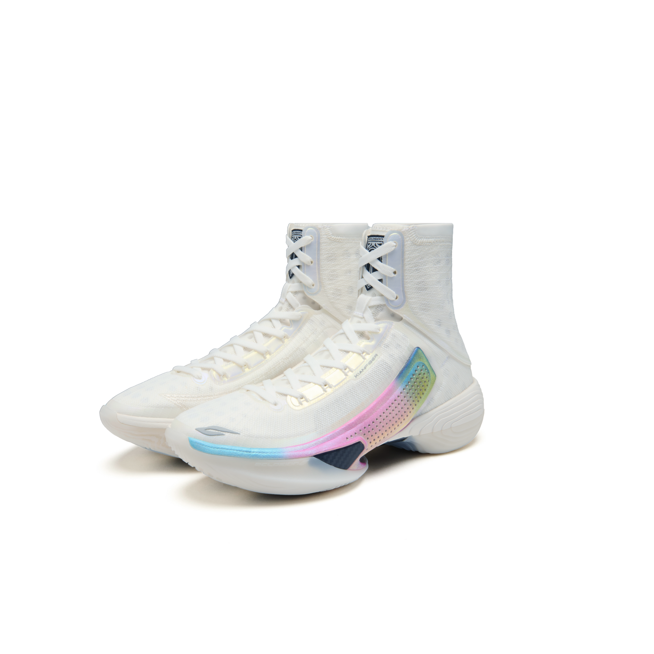 ANTA SNEAKERVERSE Textile, Synthetic Leather High top Basketball Shoes Men’s Iridescent White