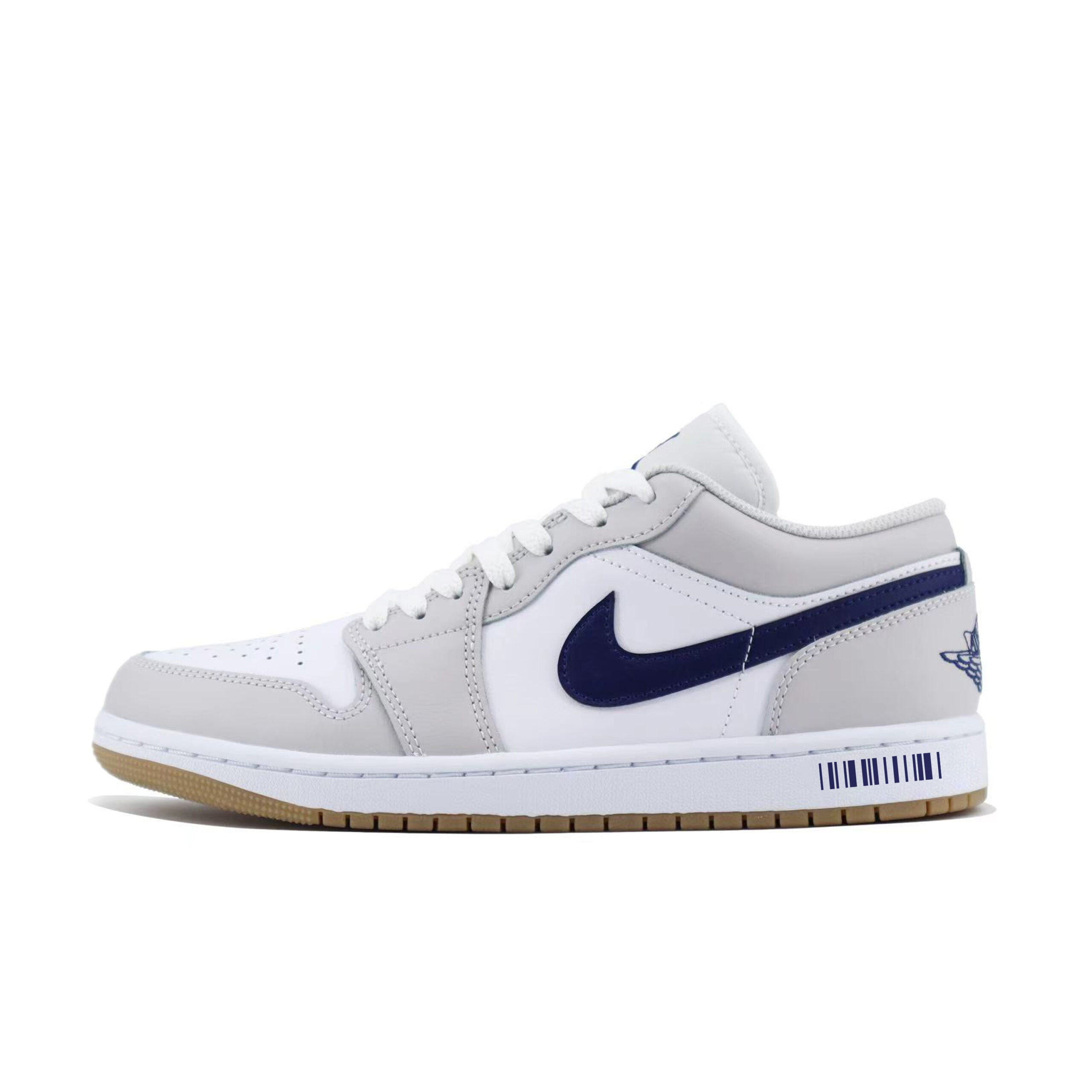 Jordan Air Jordan 1 Slip Resistant Cushioning Low top Vintage Basketball Shoes Unisex White Gray