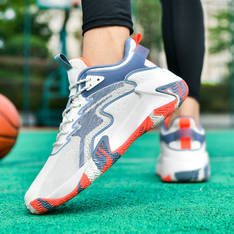 BIANSULONG Cushioning Slip Resistant Abrasion Resistant Mid top Basketball Shoes Men’s White Blue
