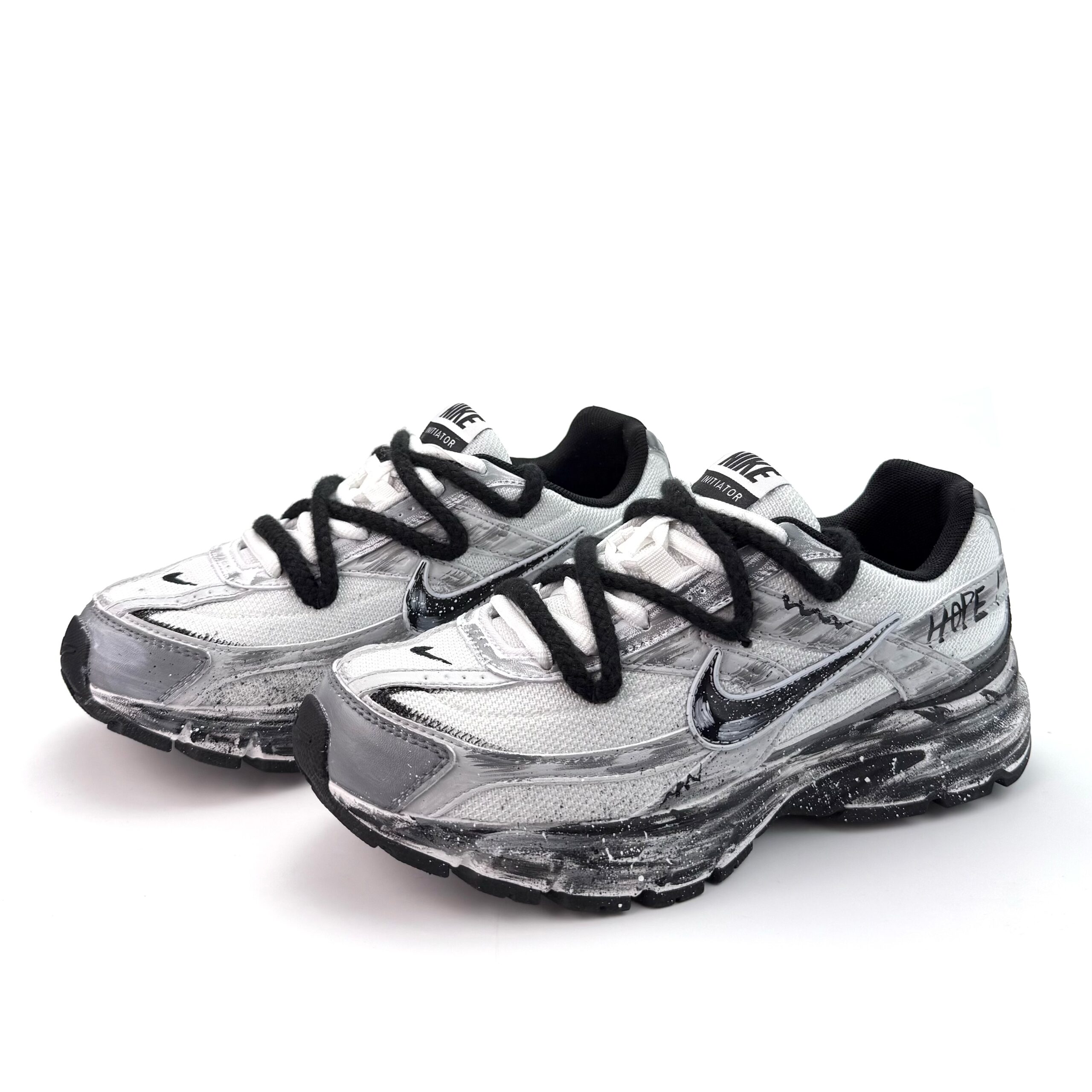 Nike Initiator Abrasion Resistant Low top Casual City Commuting Running Shoes Unisex Black Gray