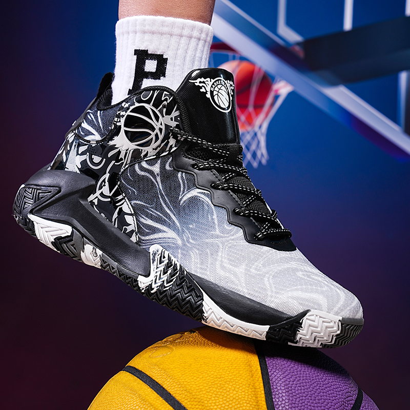 BIANSULONG Fabric Cushioning Slip Resistant Abrasion Resistant High top Basketball Shoes Men’s