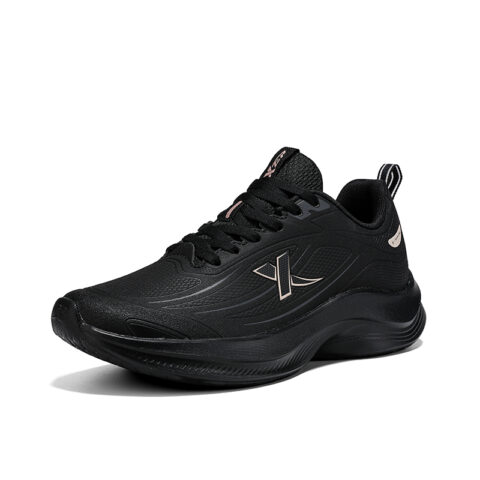 XTEP Synthetic Leather Cushioning, Wear Resistant Low top Casual Running Shoes Women’s Black