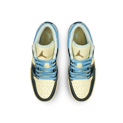 Jordan Air Jordan 1 Slip Resistant Low top Vintage Basketball Shoes Men’s Blue Black