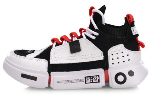 Li Ning Vintage Basketball Shoes Women’s Mid Top Black/White/Red