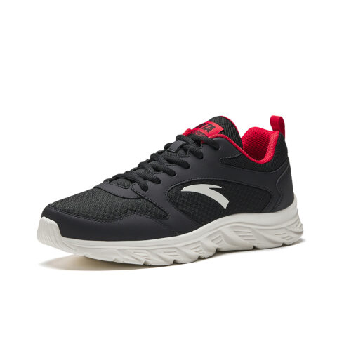 Anta Cushioning Breathable Cushioning Breathable Low top Casual Running Shoes Men’s Basic Black Classic Red