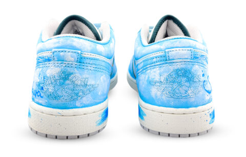 Jordan Air Jordan 1 Cushioning, Wear Resistant Low top Vintage Basketball Shoes Unisex White Blue