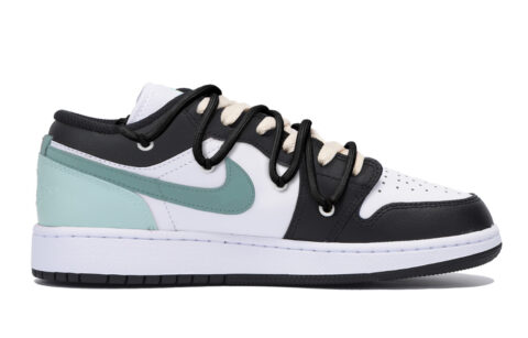 Jordan Air Jordan 1 Slip Resistant Abrasion Resistant Low top Vintage Basketball Shoes Men’s Black White Green