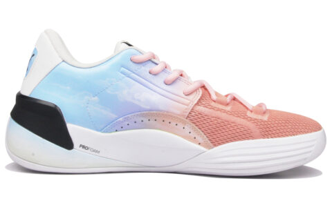 PUMA Clyde Hardwood Team Graduation Season Paper Plane Abrasion Resistant Low top Basketball Shoes Unisex Pink Blue