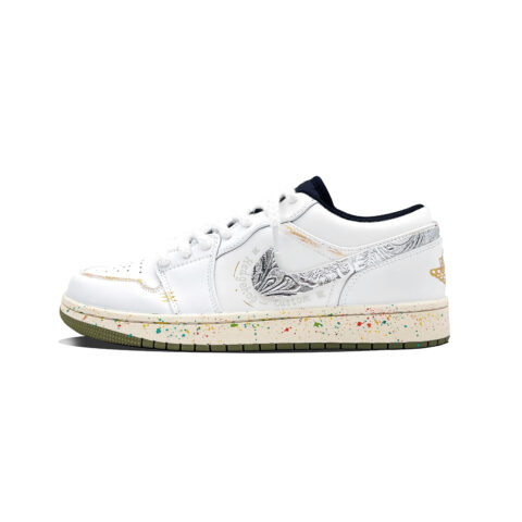 Jordan Air Jordan 1 Silver Birch, Hedgehog Manufacturing Low top Vintage Basketball Shoes Men’s Silver White