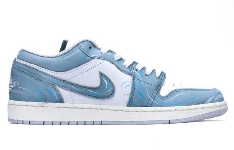 Jordan Air Jordan 1 Cushioning Abrasion Resistant Low top Vintage Basketball Shoes Unisex Blue