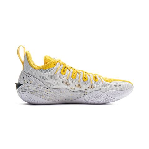 Li Ning Buckets Cushioning Slip Resistant Breathable Low top Basketball Shoes Men’s White Yellow