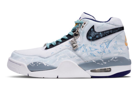 Nike Flight Legacy Star Floral Slip Resistant Coverage Support Mid top Vintage Basketball Shoes Men’s Light Blue