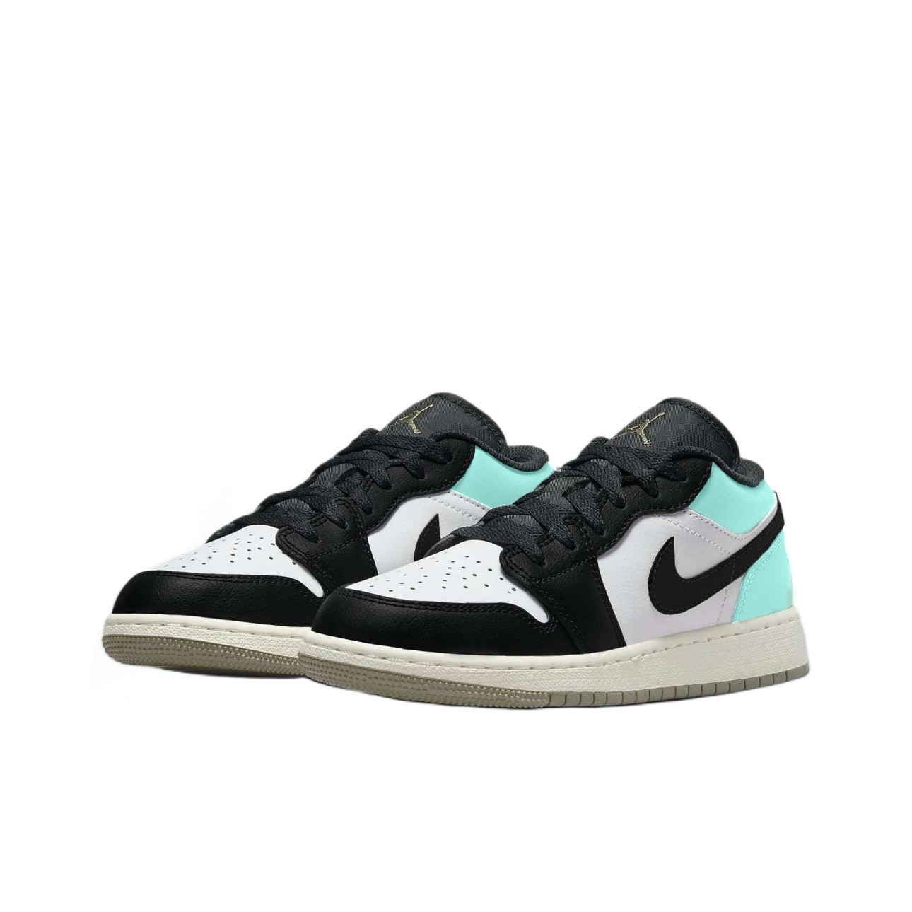 Jordan Air Jordan 1 Mini Hook 3 Leather Abrasion Resistant Low top Vintage Basketball Shoes Unisex Cyan