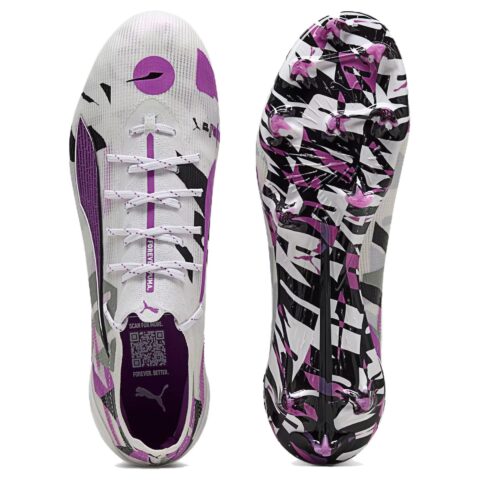 PUMA ULTRA 5 ULTIMATE FG Firm Ground Abrasion Resistant Soccer Shoes Men’s Gray White