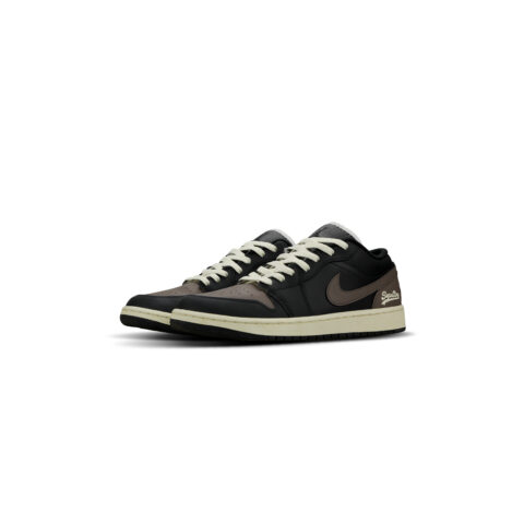 Jordan Air Jordan 1 Abrasion Resistant Low top Vintage Basketball Shoes Unisex Black Brown