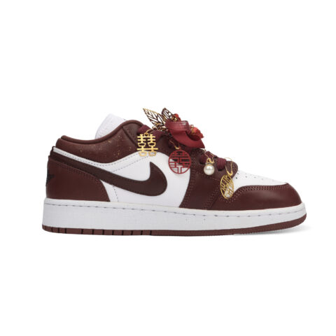Jordan Air Jordan 1 Auspicious Dragon And Phoenix Cushioning Low top Vintage Basketball Shoes Unisex White Red