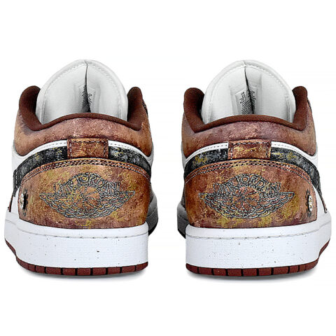 Jordan Air Jordan 1 Abrasion Resistant Low top Vintage Basketball Shoes Unisex White Red Black