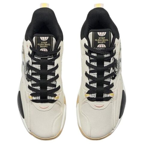 XTEP Minimalist Fashion Slip Resistant, Abrasion Resistant, Lightweight Mid top Basketball Shoes Men’s Dark Tea White