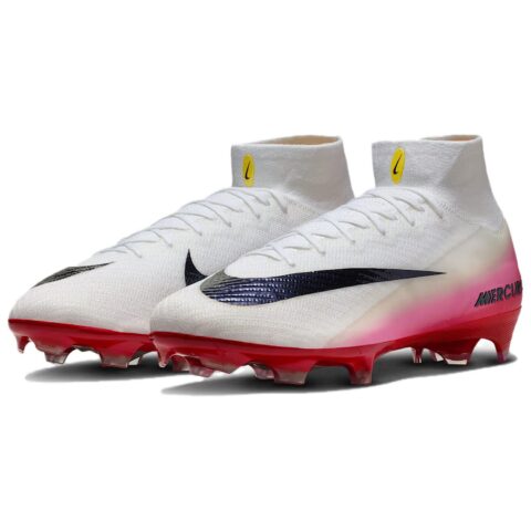 Nike Mercurial Superfly 10 FG Firm Ground Leather Soccer Shoes Unisex White Red