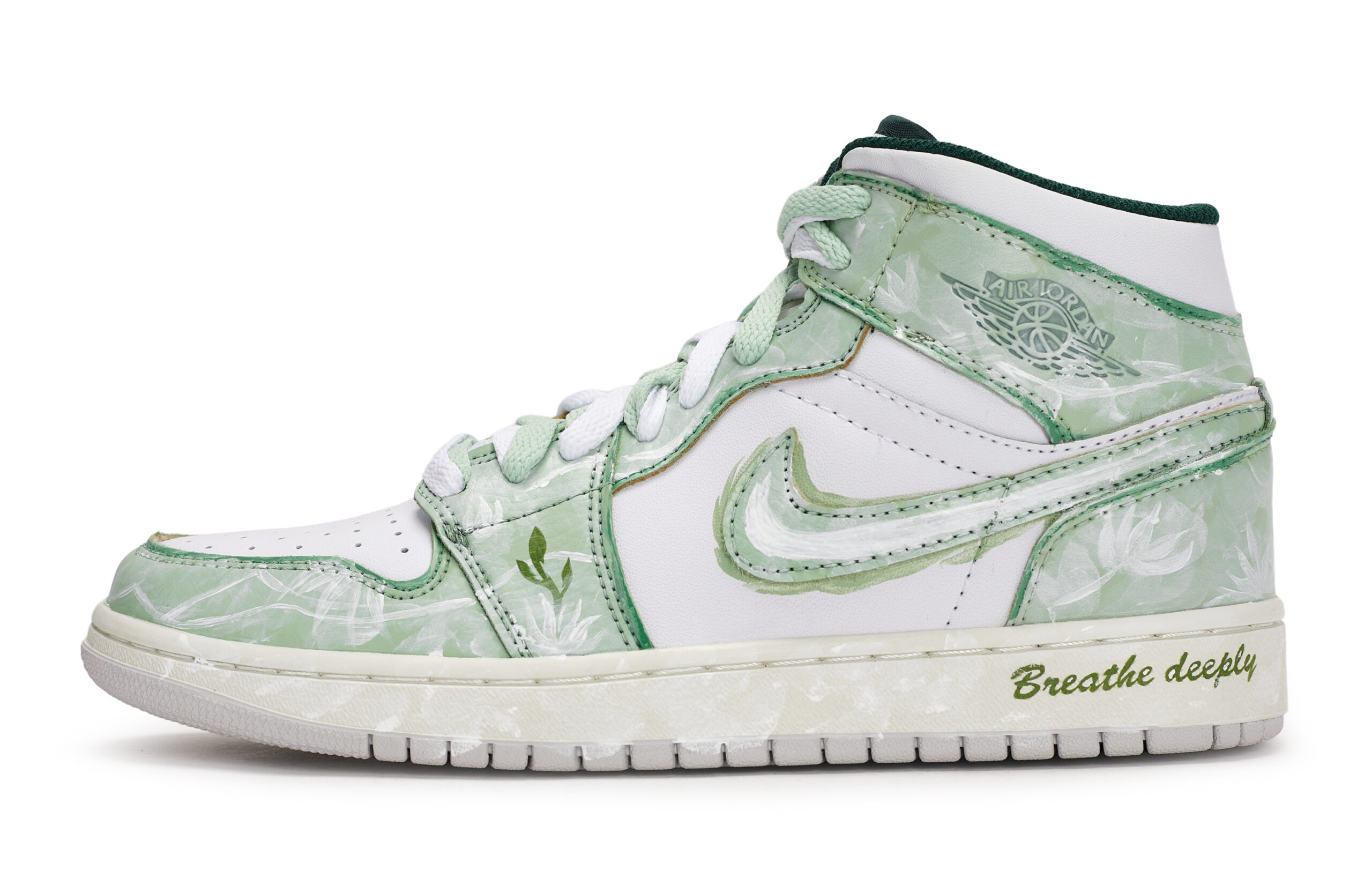 Jordan Air Jordan 1 Vintage Basketball Shoes Unisex Mid Top White/Green
