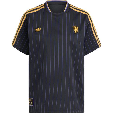 Adidas pinstripe-striped three-stripe logo T-shirt