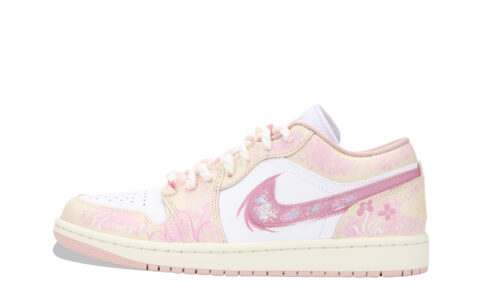 Jordan Air Jordan 1 Pink Floral Sea Abrasion Resistant Low top Vintage Basketball Shoes Unisex Pink White
