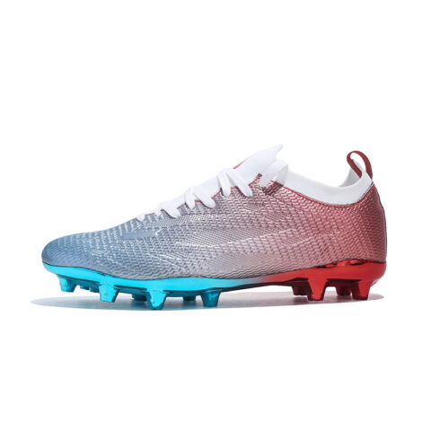 Jifffly Soft Ground Abrasion Resistant Support Lightweight Soccer Shoes Unisex Electric Glow Red Blue