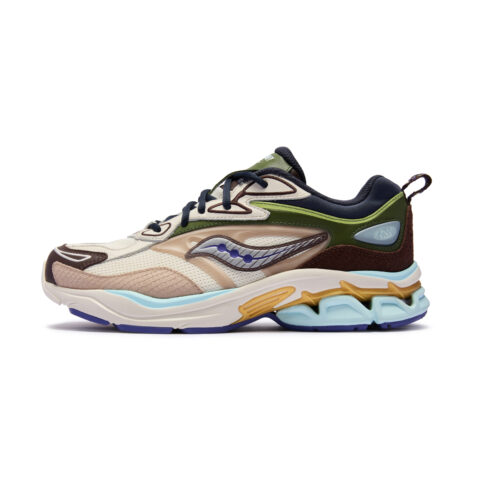 Saucony GRID FUSION Breathable Low top Casual City Commuting Running Shoes Unisex Beige Green Brown