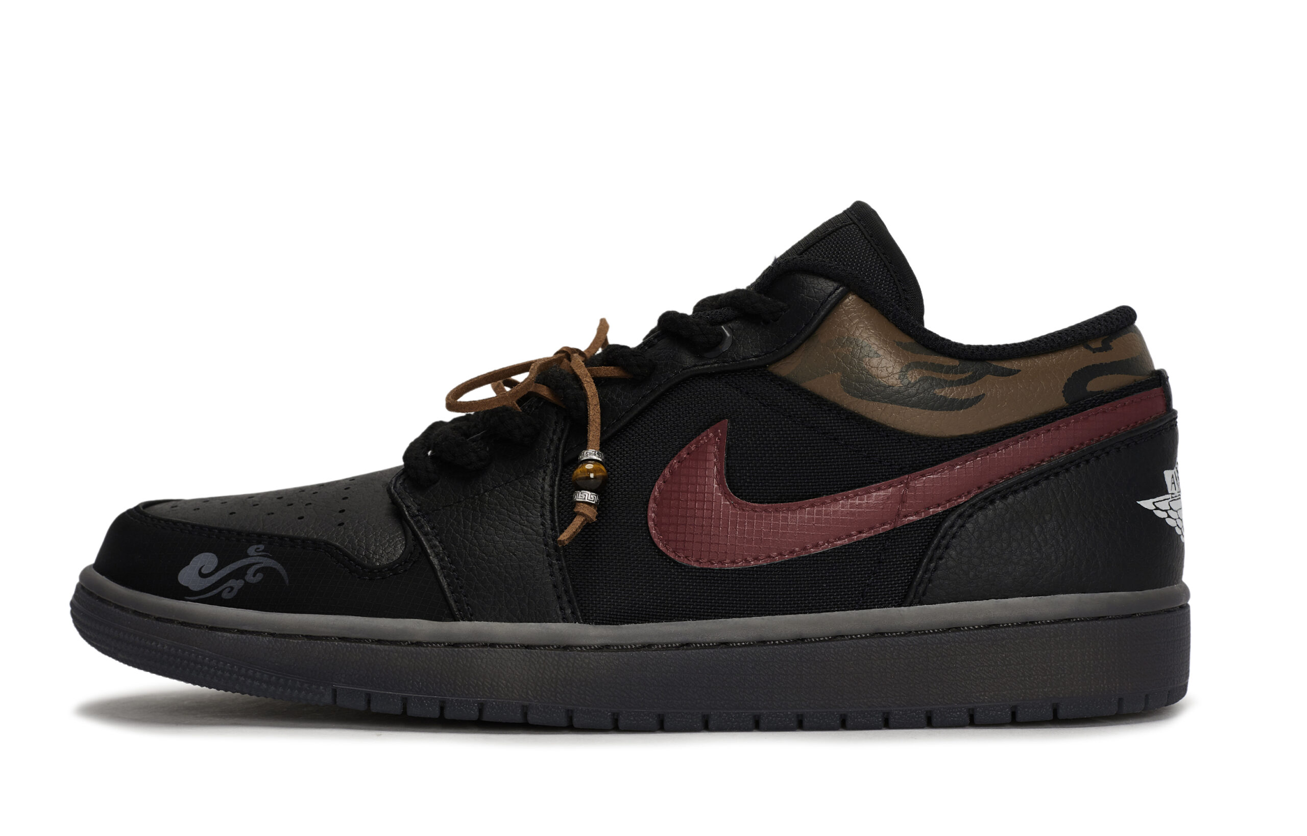 Jordan Air Jordan 1 Vintage Basketball Shoes Unisex Low Top Black/Red/Brown
