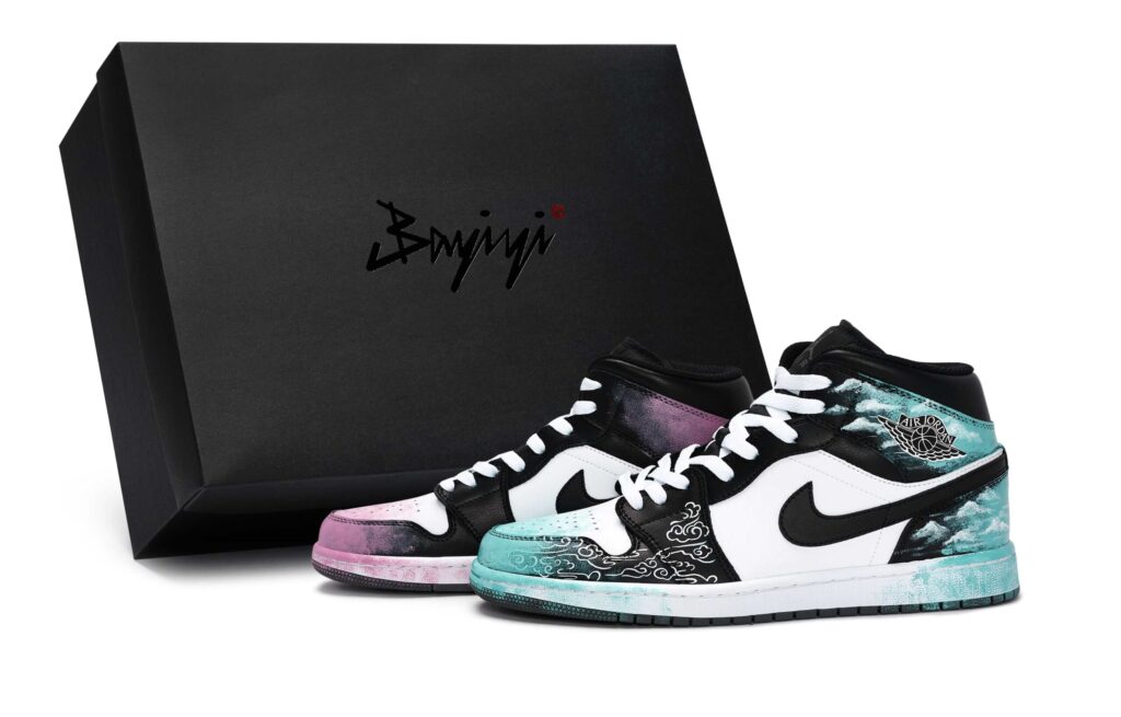 Jordan Air Jordan 1 Vintage Basketball Shoes Unisex Mid Top Black/White/Pink/Tiffany