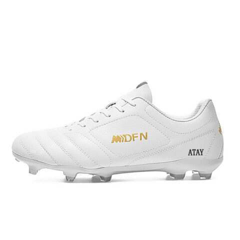 ATAY Slip Resistant Abrasion Resistant Slip Resistant Abrasion Resistant Soccer Shoes Unisex White